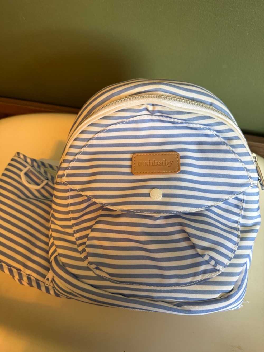 Tushbaby Blue & White Striped Kids Backpack
